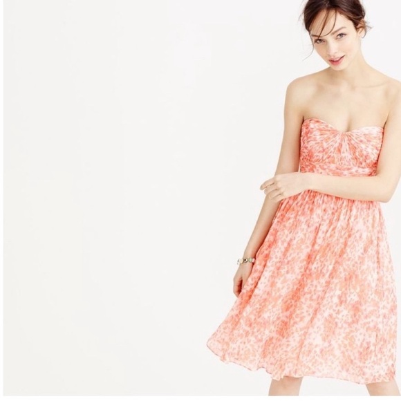 J. CREW Vintage Silk Chiffon Floral Strapless Dress - Picture 1 of 13
